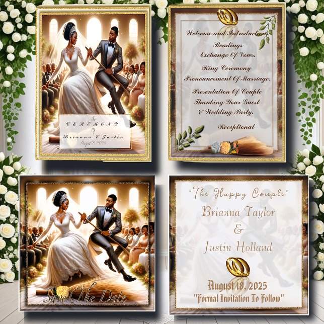 Our Wedding Day Bliss Elegant African-American Programme (Personalize wedding invitations and save-the-date cards to meet your special requirements)