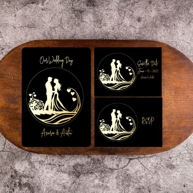 Our Wedding Day Couple Gold Foil Invitation (Creator Uploaded)