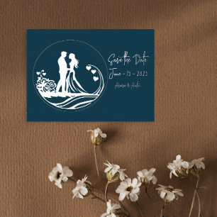 Our Wedding Day Couple Silver Foil Save the Date Foil Invitation Postcard