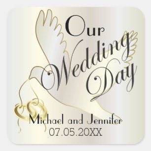 Our Wedding Day   Personalised Square Sticker