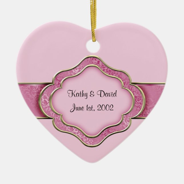 Our Wedding Day (Rose) Ceramic Tree Decoration (Front)