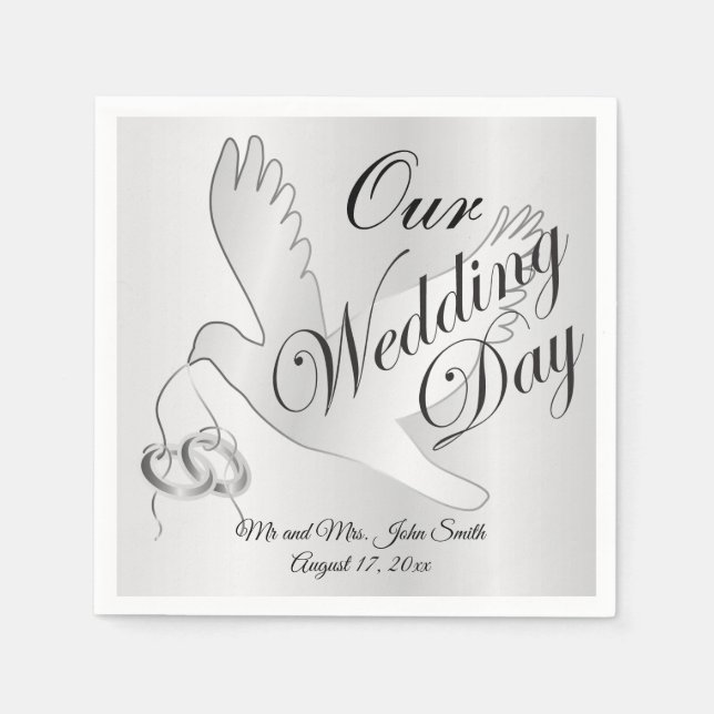 Our Wedding Day - Wedding Doves Napkin (Front)