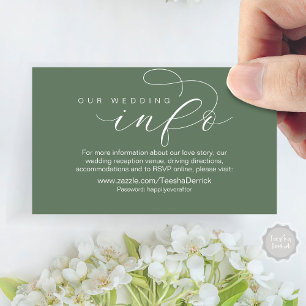 Our Wedding Details and Website, Modern Minimal Enclosure Card