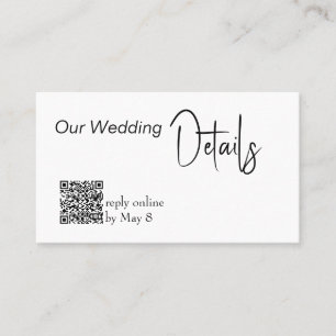Our Wedding Details RSVP Wedding Budget QR Code Business Card