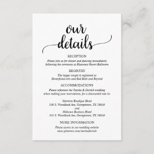 Our Wedding Details, Rustic Script Enclosure Card