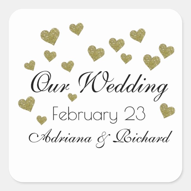 our wedding elegant love  square sticker (Front)