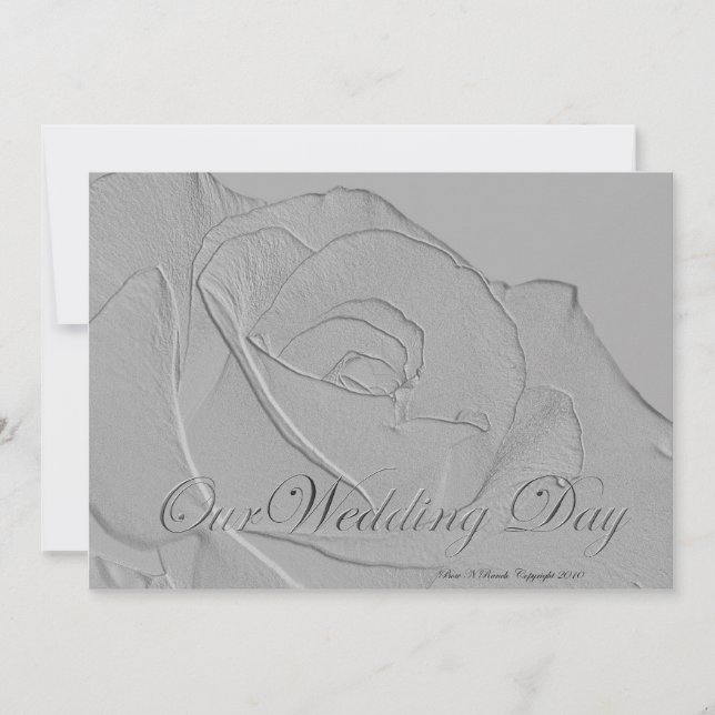 Our Wedding Embossed Silver Rose Invitation (Front)