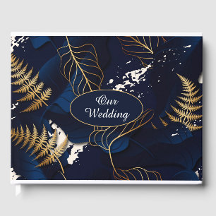 Our Wedding Gold Foil Tropical leaves   Guest Book