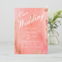 Our Wedding Gold Pink Peach Modern Elegant Wedding