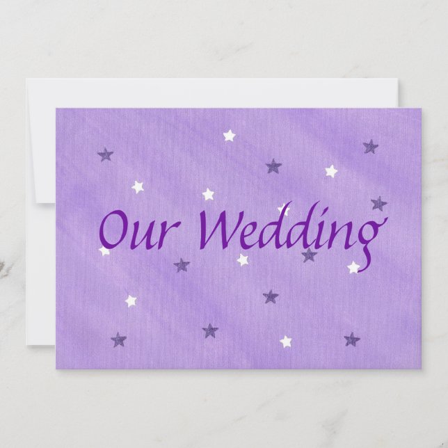 Our Wedding Invitations, Purple and White Stars Invitation (Front)