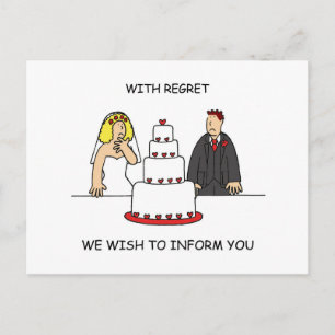 Our Wedding is Cancelled Cartoon Couple Announcement Postcard