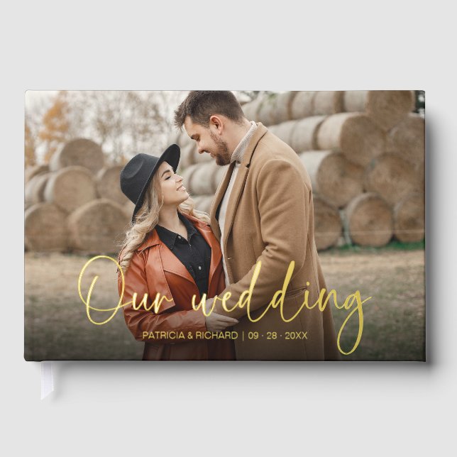 Our Wedding Modern Calligraphy Wedding Guest Book (Front)