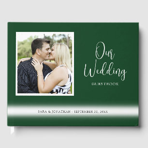 Our Wedding Script Photo Emerald Green Wedding Guest Book