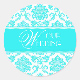 Our Wedding Turquoise Damask Sticker