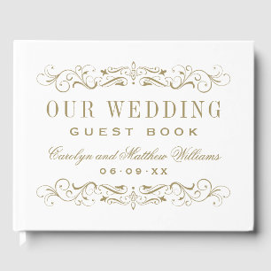 Our Wedding Vintage Antique Gold Flourish Guest Book