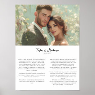 Our Wedding Vows and Photo personalised Minimalist Poster