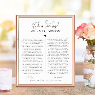 Our Wedding Vows   Heart Romantic Anniversary Gift Poster