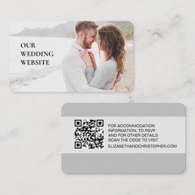 Our wedding website QR code custom photo scan here Enclosure Card (Front/Back)