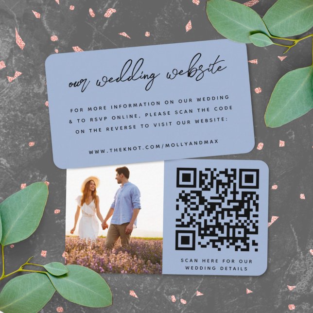 Our Wedding Website | QR Code Simple Photo RSVP Enclosure Card (Direct guests seamlessly to your wedding website using this QR code photo invite enclosure card)