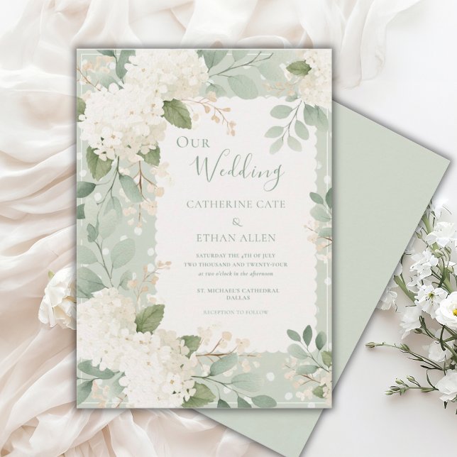Our Wedding White Hydrangeas Vintage Wedding Invitation (Creator Uploaded)