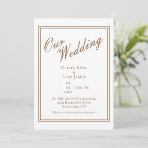 Our Wedding White Modern Elegant Wedding Invitation