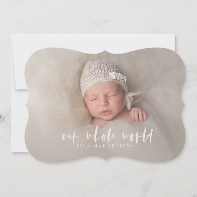 our whole world birth announcement (Front)