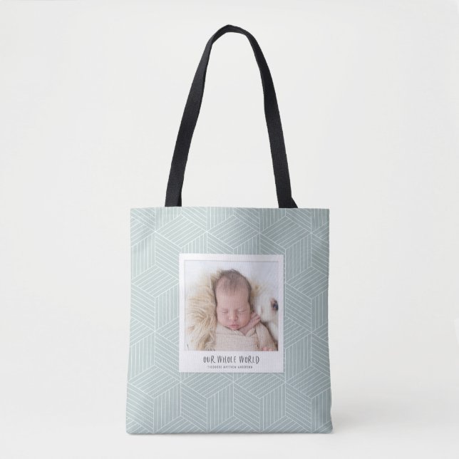 Our whole world instant photo geometric tote bag (Front)