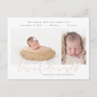 Our whole world multi photo birth announcement
