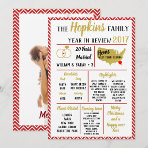 our year in review, family event Christmas red Holiday Card