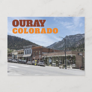 Ouray, Colorado downtown street with mountains Postcard