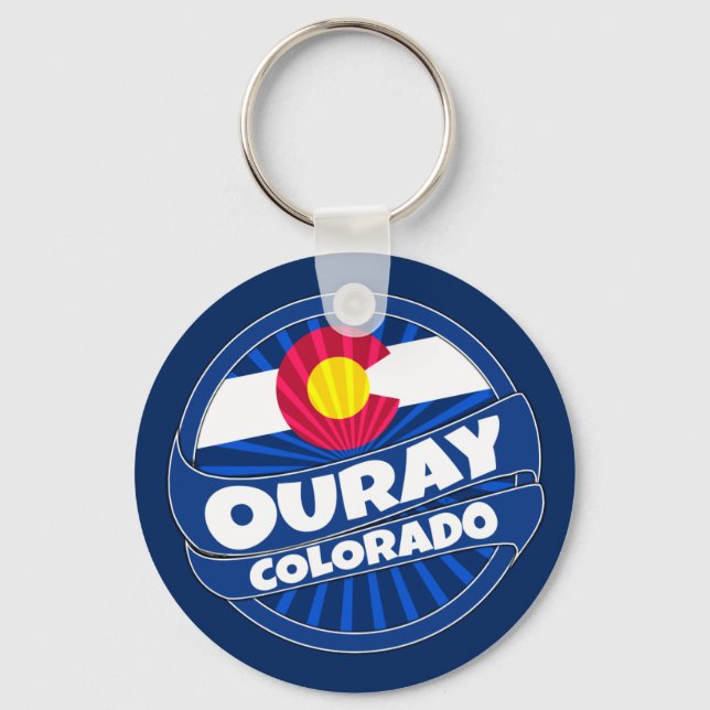Ouray Colorado flag burst keychain (Front)
