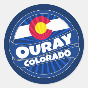 Ouray Colorado flag burst stickers