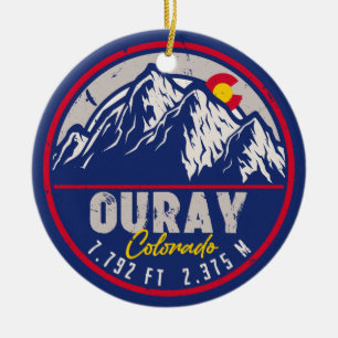 Ouray Colorado Flag Camping Hiking Souvenirs 80s Ceramic Tree Decoration
