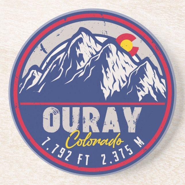 Ouray Colorado Flag Camping Hiking Souvenirs 80s Coaster (Front)