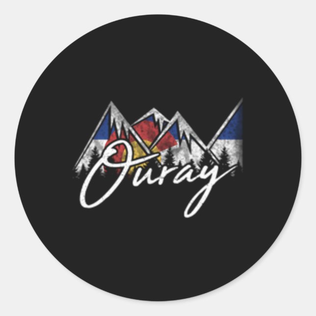 Ouray Colorado Flag Mountains Classic Round Sticker (Front)