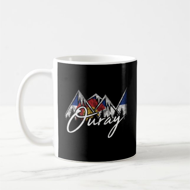 Ouray Colorado Flag Mountains Coffee Mug (Left)