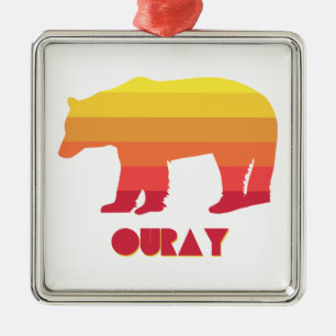 Ouray Colorado Rainbow Bear Metal Tree Decoration