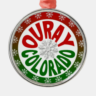 Ouray Colorado red green snowflake ornament