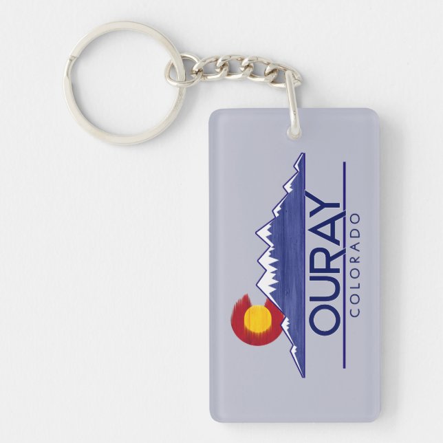 Ouray Colorado wood mountains keychain (Front)