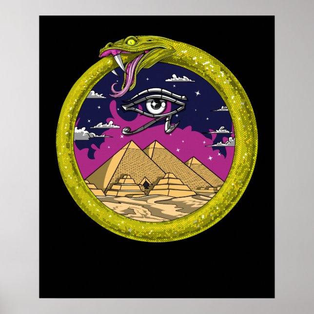 Ouroboros Ancient Egyptian Pyramids Poster (Front)