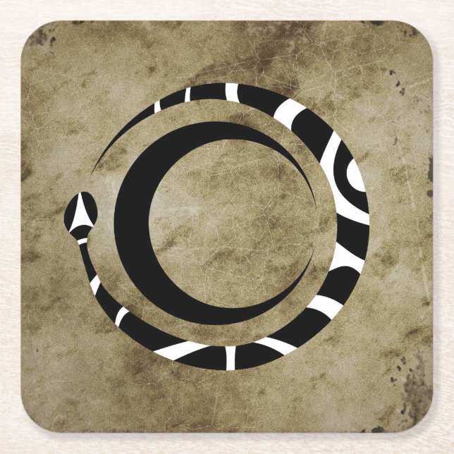 ouroboros and moon square paper coaster (Front)