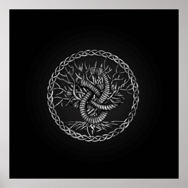 Ouroboros Celtic Knot with Tree of Life Poster (Front)