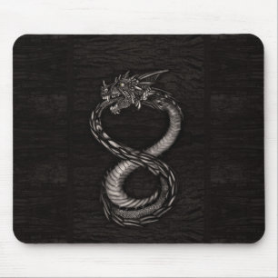 Ouroboros Infinity Dragon on bark texture Mouse Mat