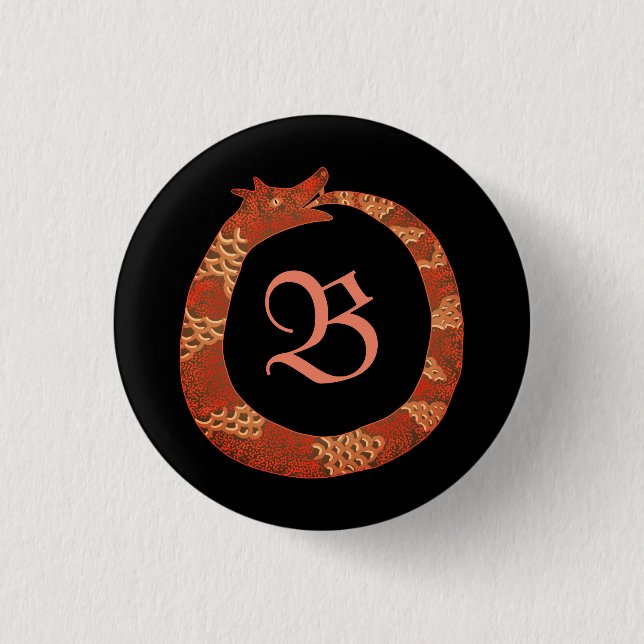 Ouroboros monogram   3 cm round badge (Front)