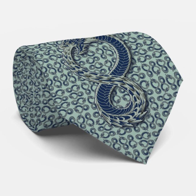 Ouroboros on Opal Neck Tie (Rolled)