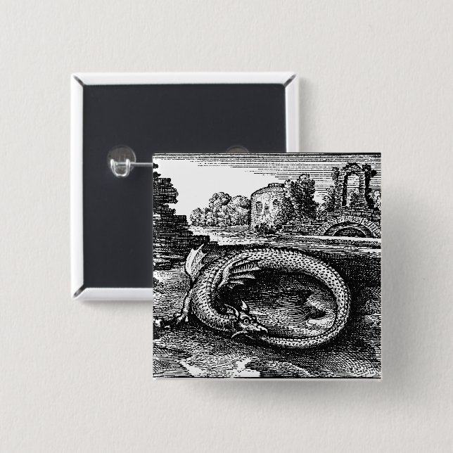 Ouroboros Serpent Pin-back 15 Cm Square Badge (Front & Back)