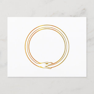 Ouroboros snake golden self ingesting snake symbol invitation postcard