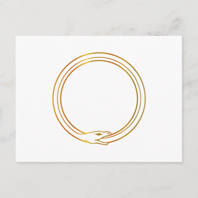 Ouroboros snake golden self ingesting snake symbol invitation postcard (Front)