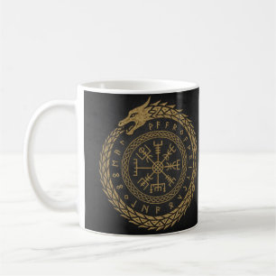 Ouroboros & Vegvisir – Norse Compass Rune Circle D Coffee Mug