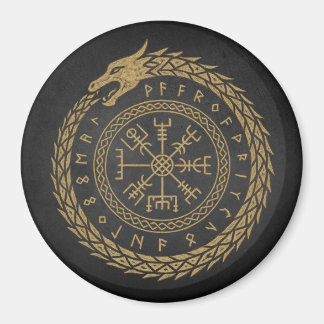 Ouroboros & Vegvisir – Norse Compass Rune Circle D Magnet